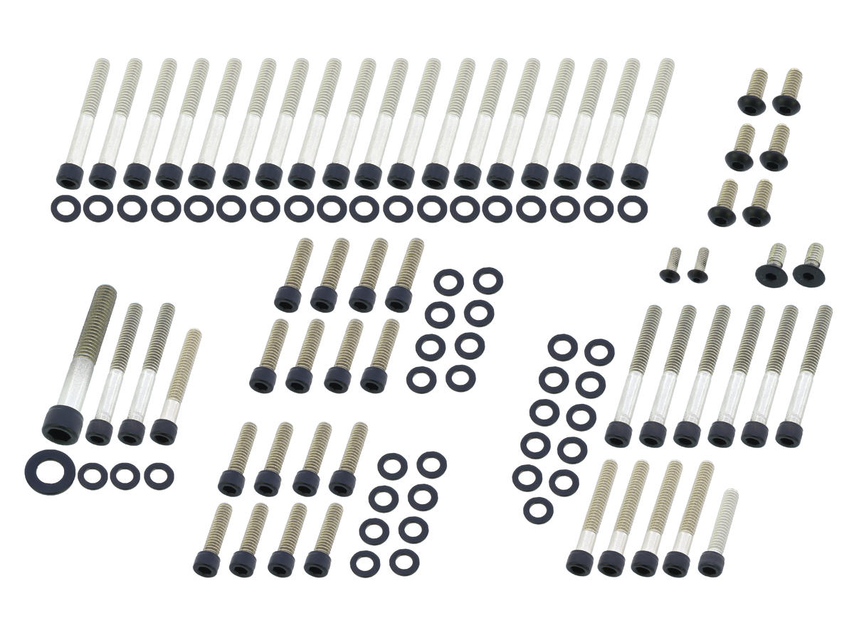 Complete motorschroevenset schroeven voor Sportster primaire-, tandwiel-, onderwaterhuis-, derby-, timer-, inspectiedeksel, lifterbase, rockerboxes Satijnzwart gepoedercoat