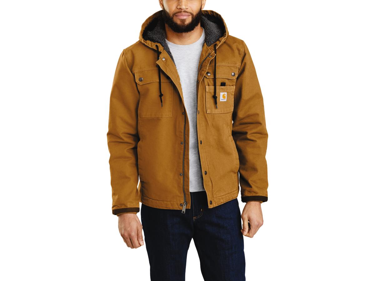 Relaxed Fit Washed Duck Sherpa-gevoerd utility-jack S Carhartt Brown