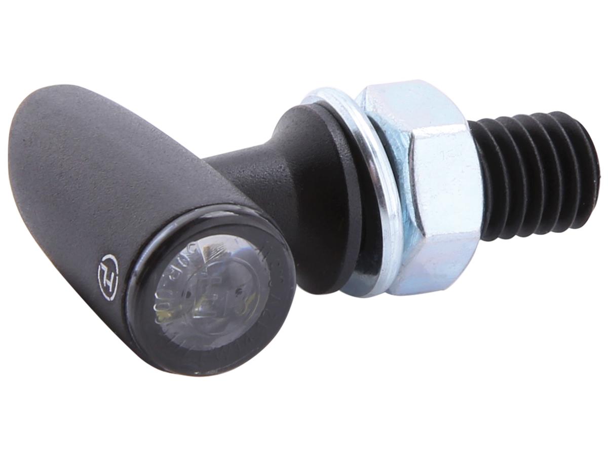 Proton One LED-richtingaanwijzer/positielicht LED, getinte lens, zwarte metalen behuizing, zwarte rook-LED