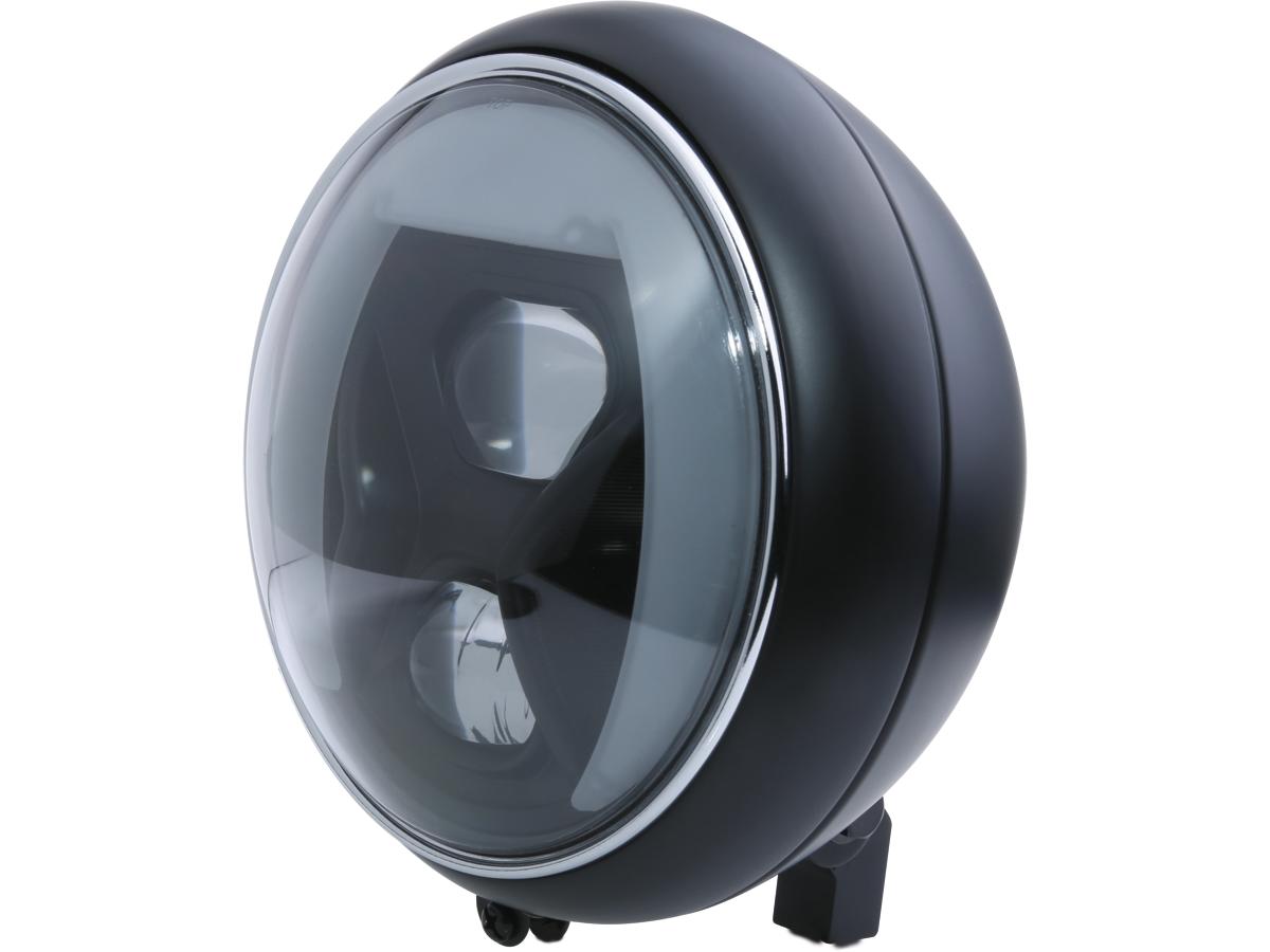 Yuma 2 Type 8 7" bochtenkoplamp met dagrij- en positielicht, zwart gepoedercoate reflector LED