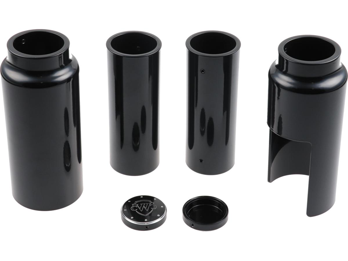 6-Piece Fork Covers with lower Fork Aluminum Covers With Logo Black Gloss Powder Coated