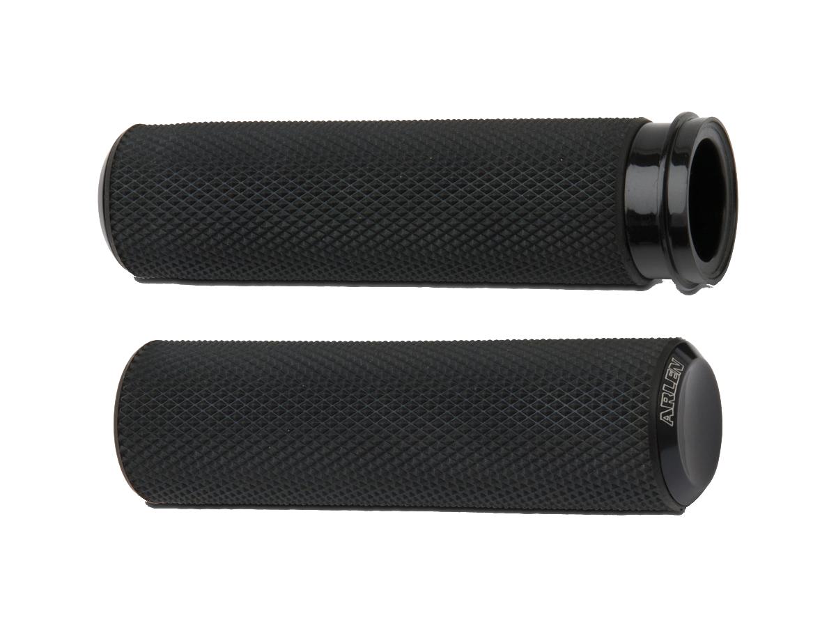 Knurled Fusion Grip Black Endcap Black Anodized 1" Throttle Cables