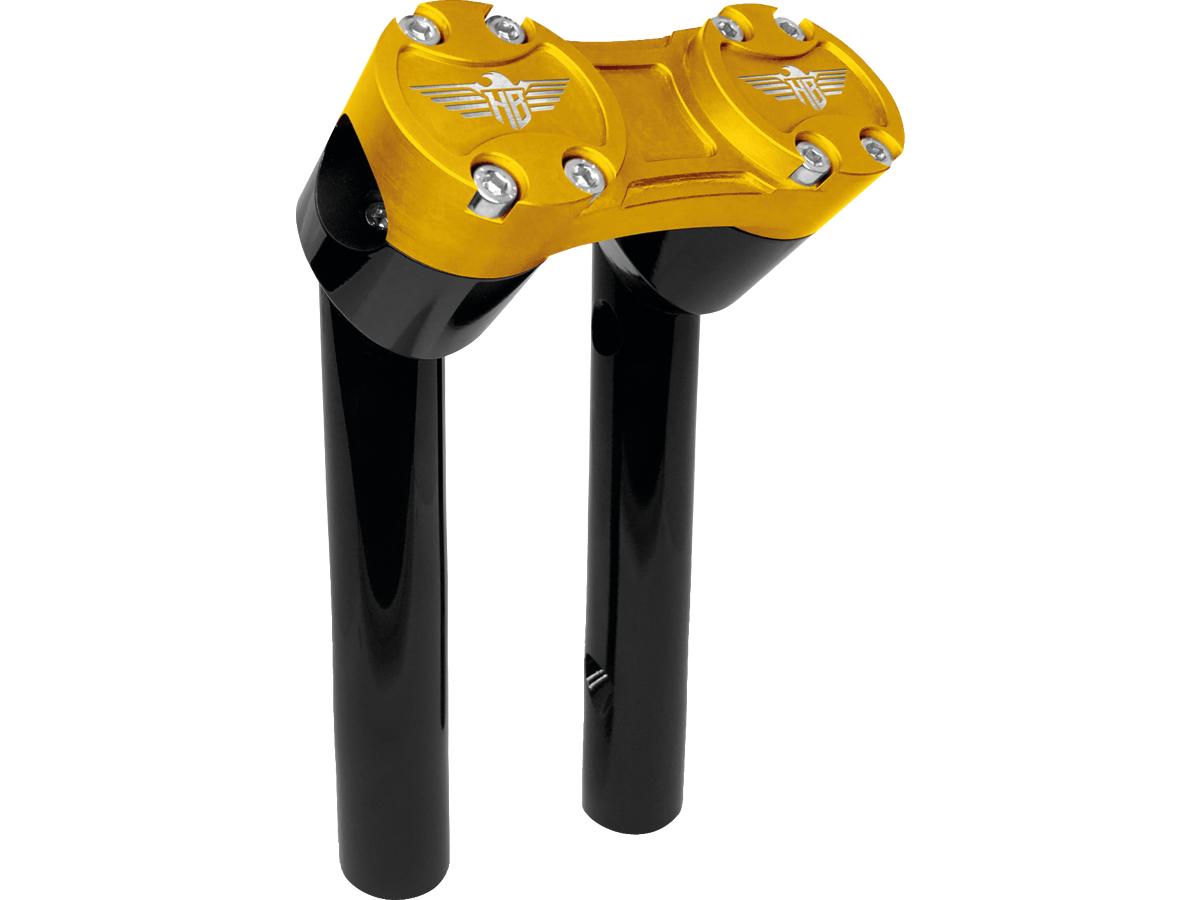 6" Clubstyle Pullback Risers Met Gouden Klem Zwart 1 1/4"