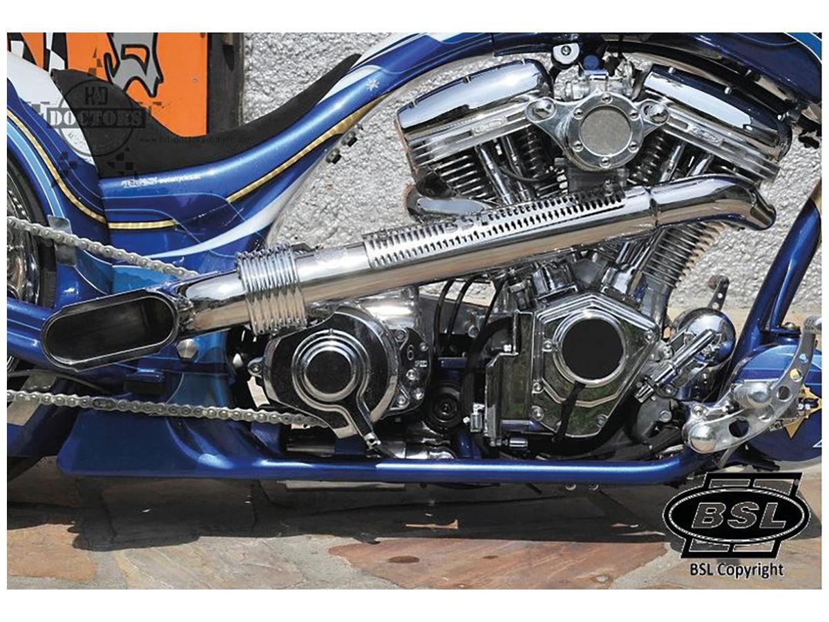 Scale Drager Exhaust System , Polished Smooth Heat Shield, Polished Smooth End Cap, Polished 2,5"