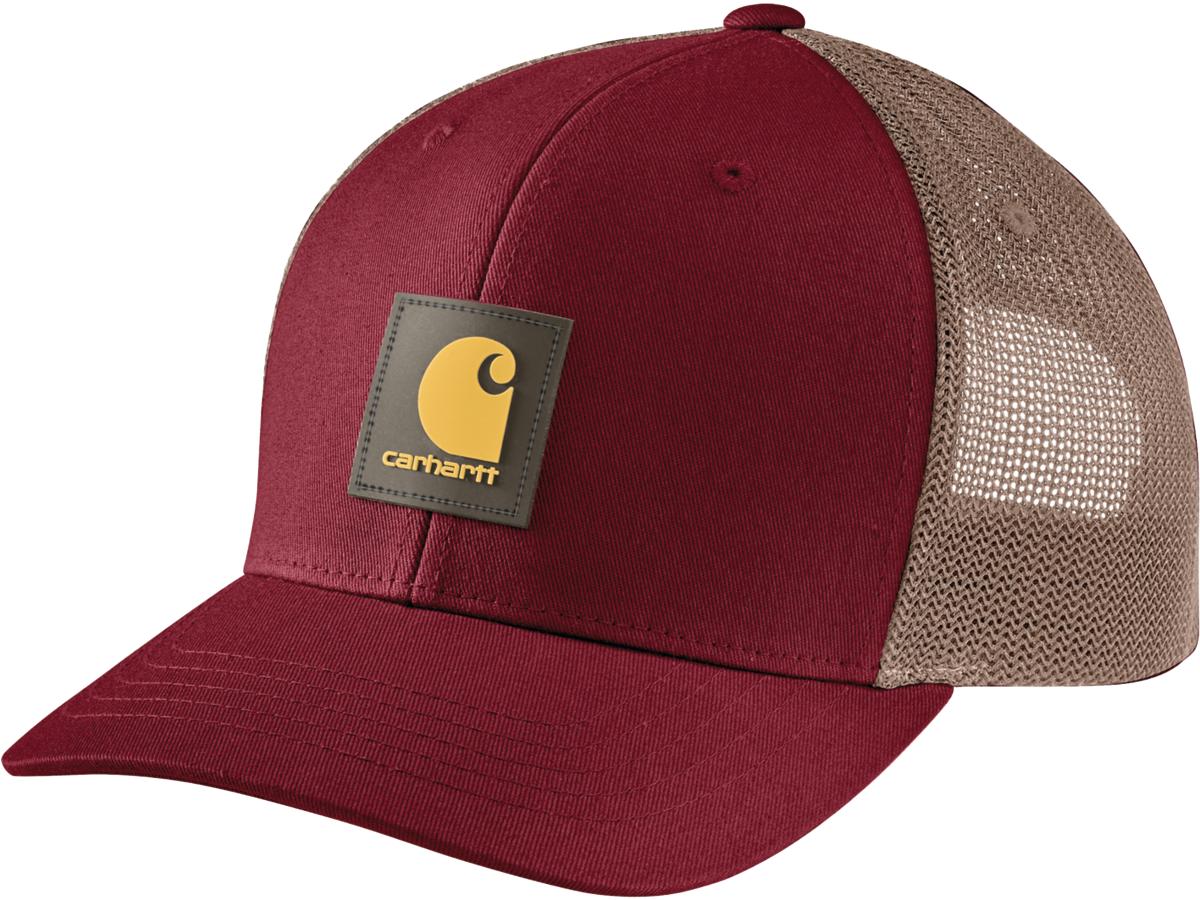 Robuuste Flex Twill Mesh-Back Logo Patch Cap Carhartt Burgundy