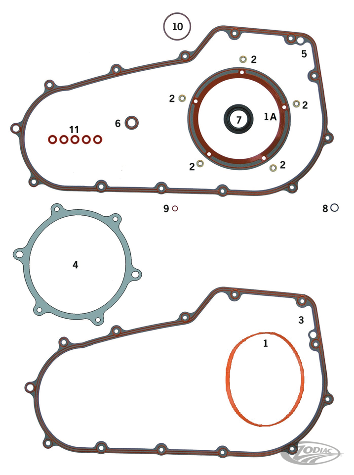 GASKETS, O-RINGS AND SEALS FOR PRIMARY ON 2006-2017 6-SPEED TWIN CAM