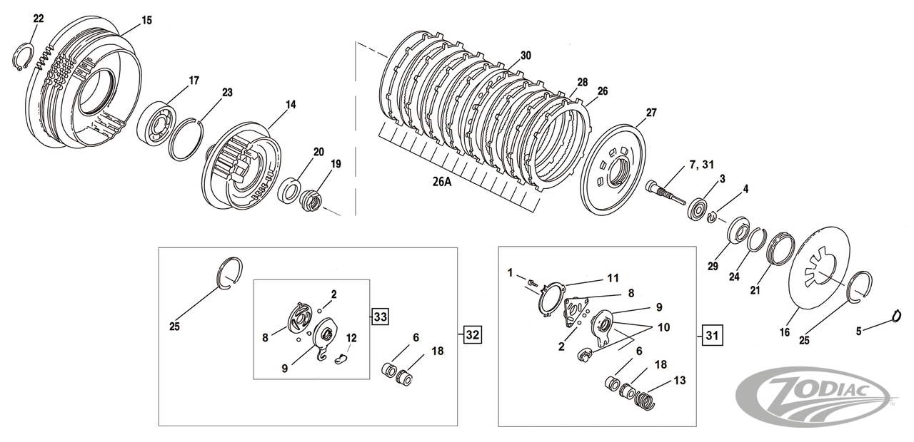 CLUTCH PARTS FOR 1991-2022 EVOLUTION SPORTSTER & AIR COOLED BUELL