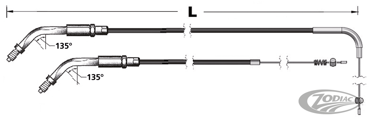 GASKABELS VOOR GEBRUIK MET VROEGE MIKUNI HS42 EN HSR45 CARBURATEURS EN 1986-1995 STIJL GASGREEP MET SCHROEFDRAAD