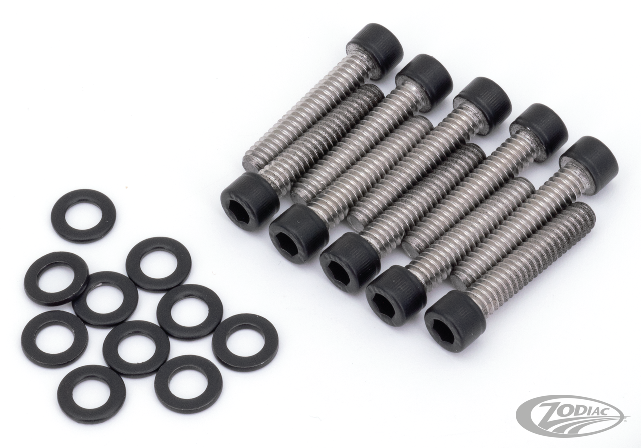 BLACK STAINLESS STEEL CAM COVER SCREW KITS FOR TWIN CAM