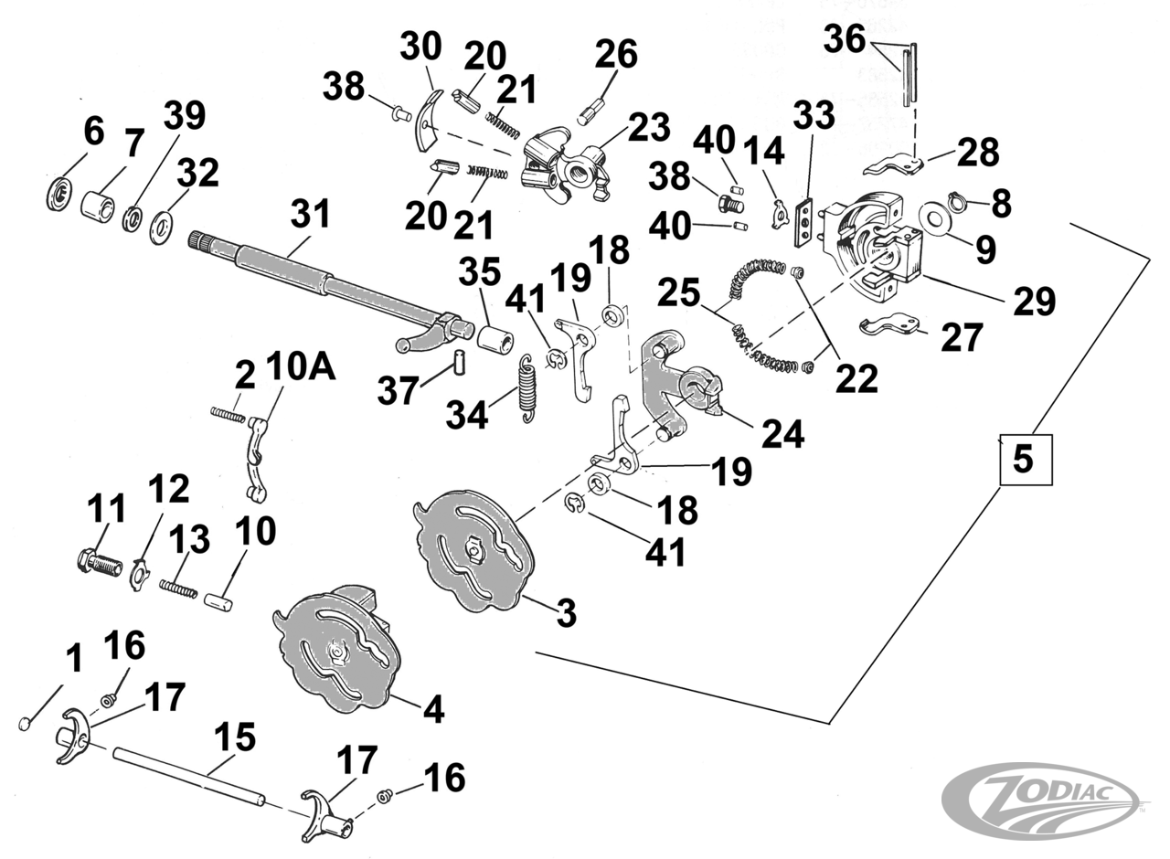 VERSNELLINGSONDERDELEN VOOR 1952-1956 K &amp; 1957-1990 SPORTSTER