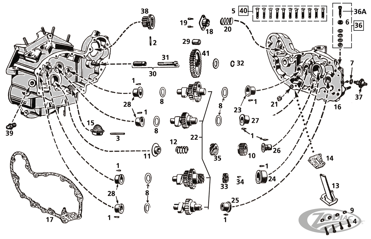 TANDWIELKASTDEKSEL, FITTINGEN &amp; VERSNELLINGEN 45CI &amp; FLATHEAD