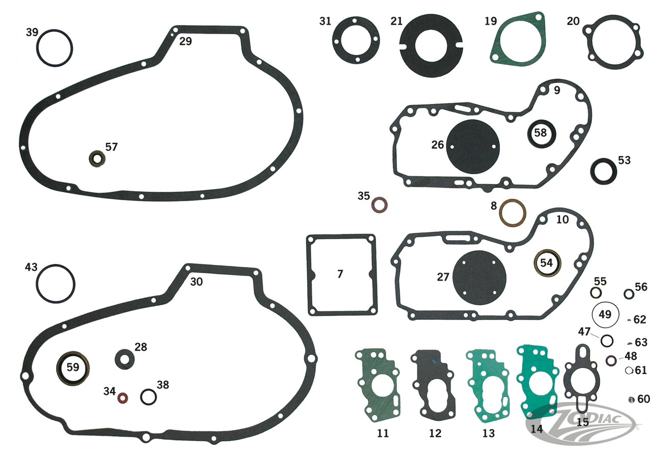 PAKKINGEN, O-RINGEN &amp; AFDICHTINGEN VOOR 1972-1985 IRONHEAD SPORTSTER