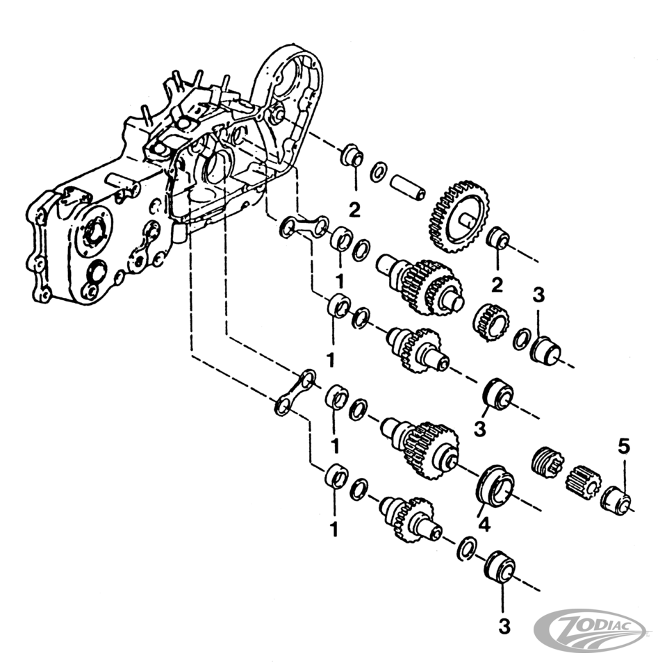 CAMSHAFT GEAR CASE BUSHINGS, BEARINGS AND THRUST PLATES