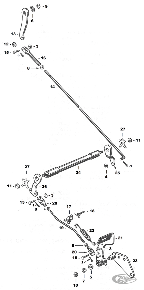 REAR BRAKE CONTROL PARTS FOR 1936-1957 BIG TWIN