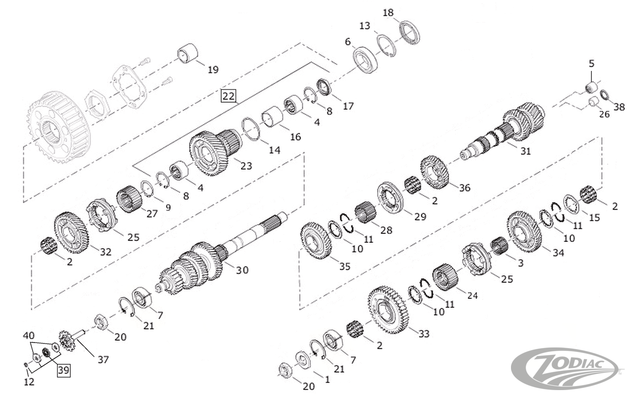 2006 TO PRESENT 6-SPEED TRANSMISSION GEARS AND SHAFTS