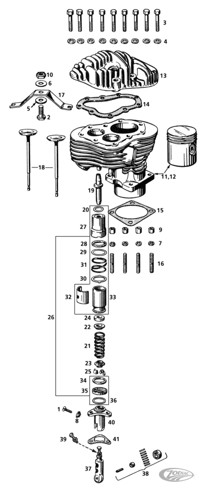 CILINDERS &amp; KLEPPEN VOOR FLATHEAD BIG TWIN-MODELLEN