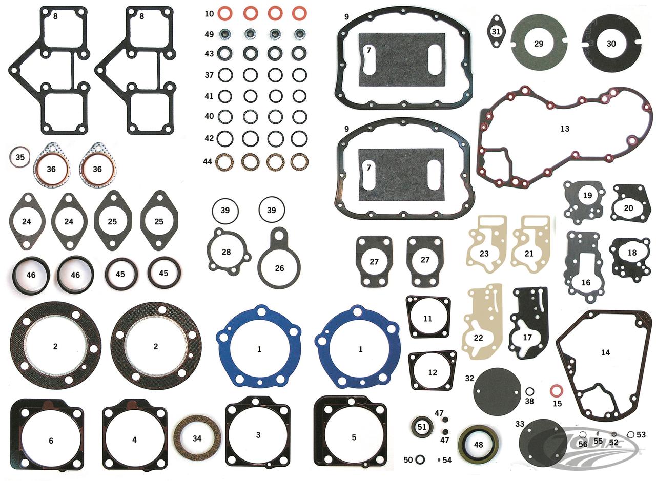 INDIVIDUELE PAKKINGEN, O-RINGEN EN AFDICHTINGEN VOOR 1948-1965 PANHEAD EN 1966-1984 SHOVELHEAD