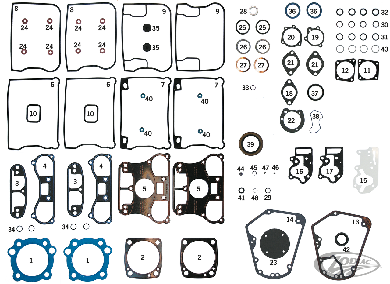 INDIVIDUELE PAKKINGEN, O-RINGEN EN AFDICHTINGEN VOOR 1984 T/M 1999 EVOLUTION BIG TWIN