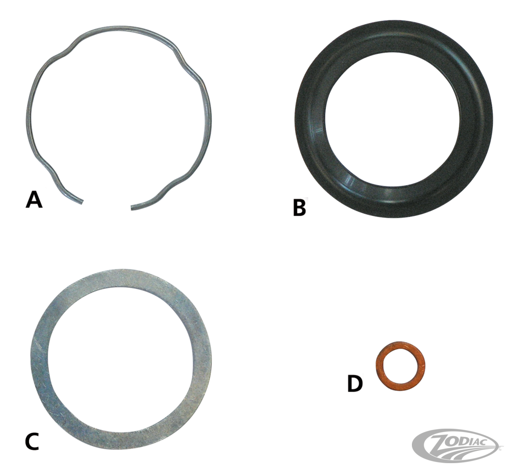 FRONT FORK SEAL RETAINING CLIPS AND BACK UP WASHERS