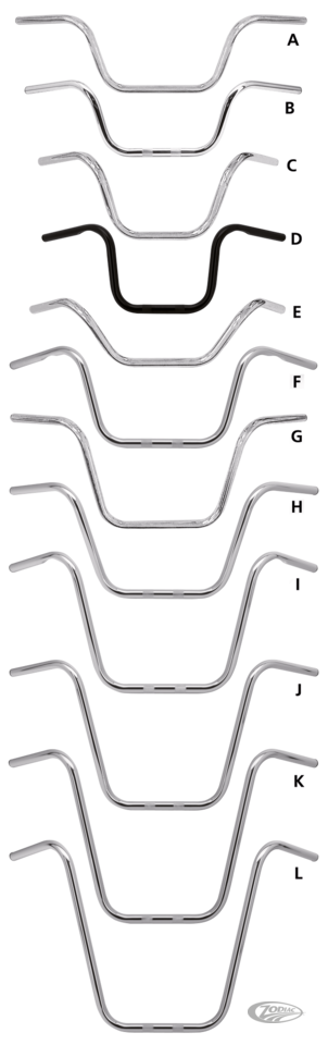 ZODIAC ONE INCH DIAMETER APE HANGER HANDLEBARS